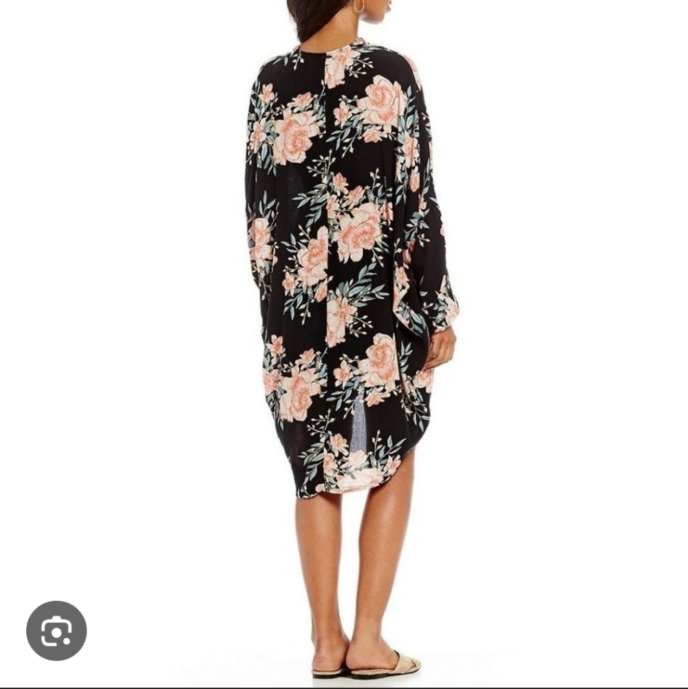 Billabong Flore Me Boho Floral Lightweight Flowy Open Cardigan Kimono S/M - Picture 3 of 9